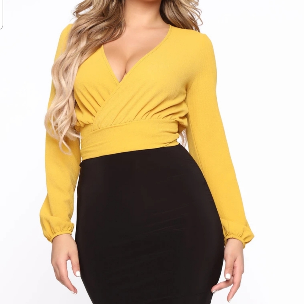 Mustard fashionnova wrap top